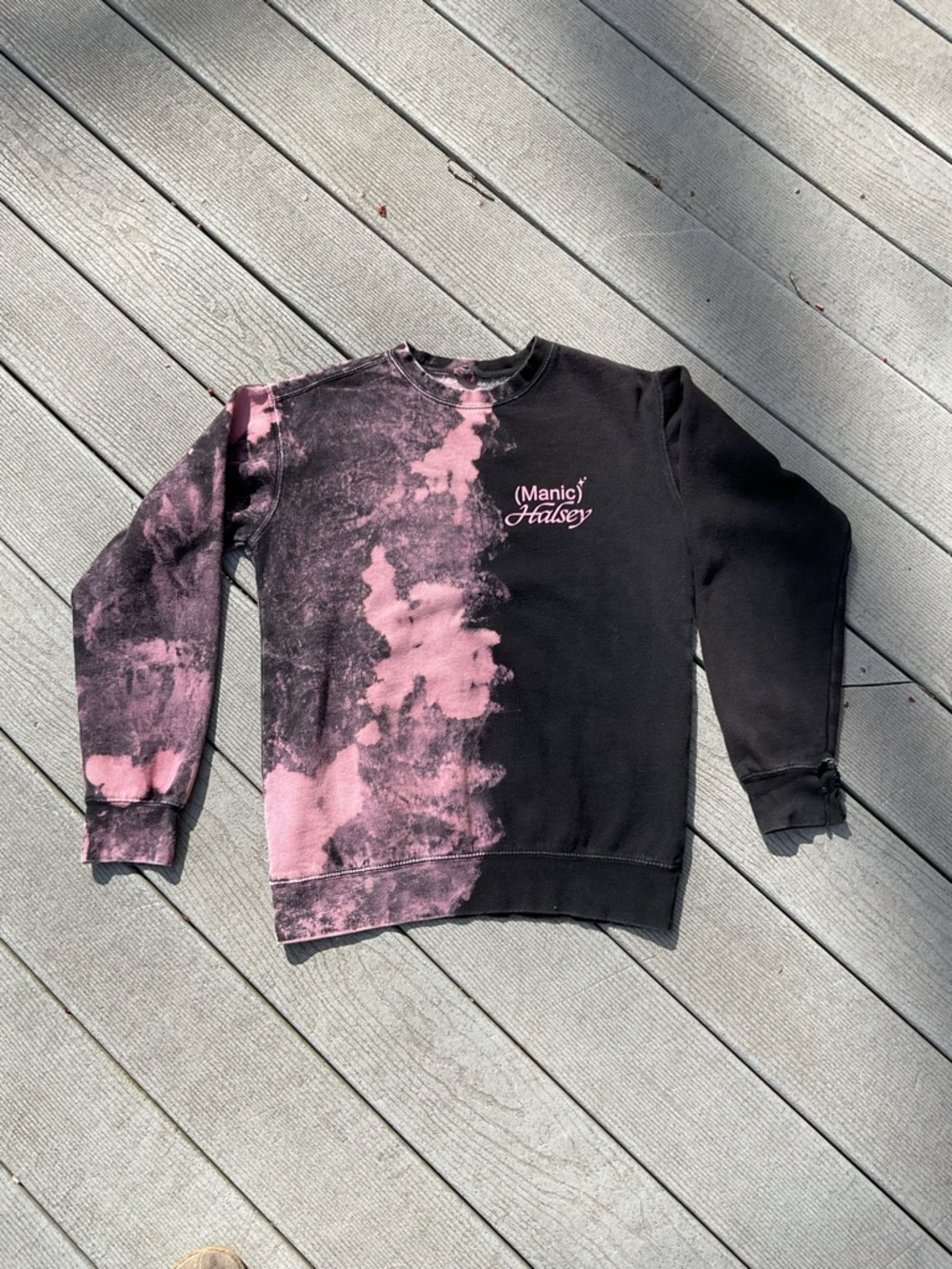 (Manic) Halsey Pink & Black Tie-Dye Crewneck Sweatshirt